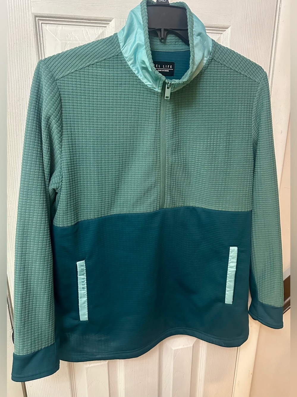 Reel Life Two-Tone Half Zip Pullover - Mint & Teal